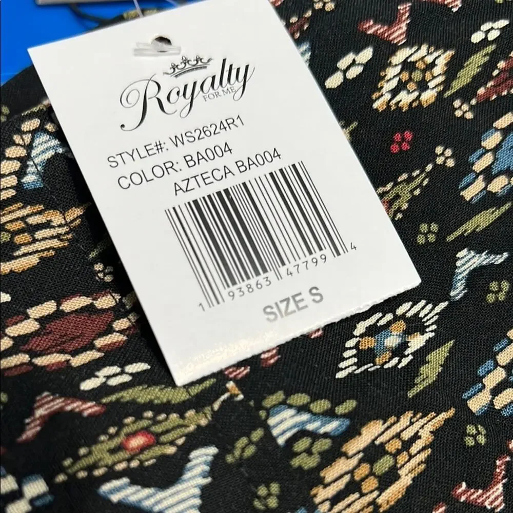 Royalty for Me Small Azteca Rayon Shorts Casual Flowy‎ Stretch Waist NEW